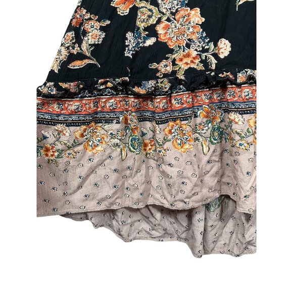 ANGIE flowy Boho Floral High low Smocked midi dress sz M - Picture 9 of 10